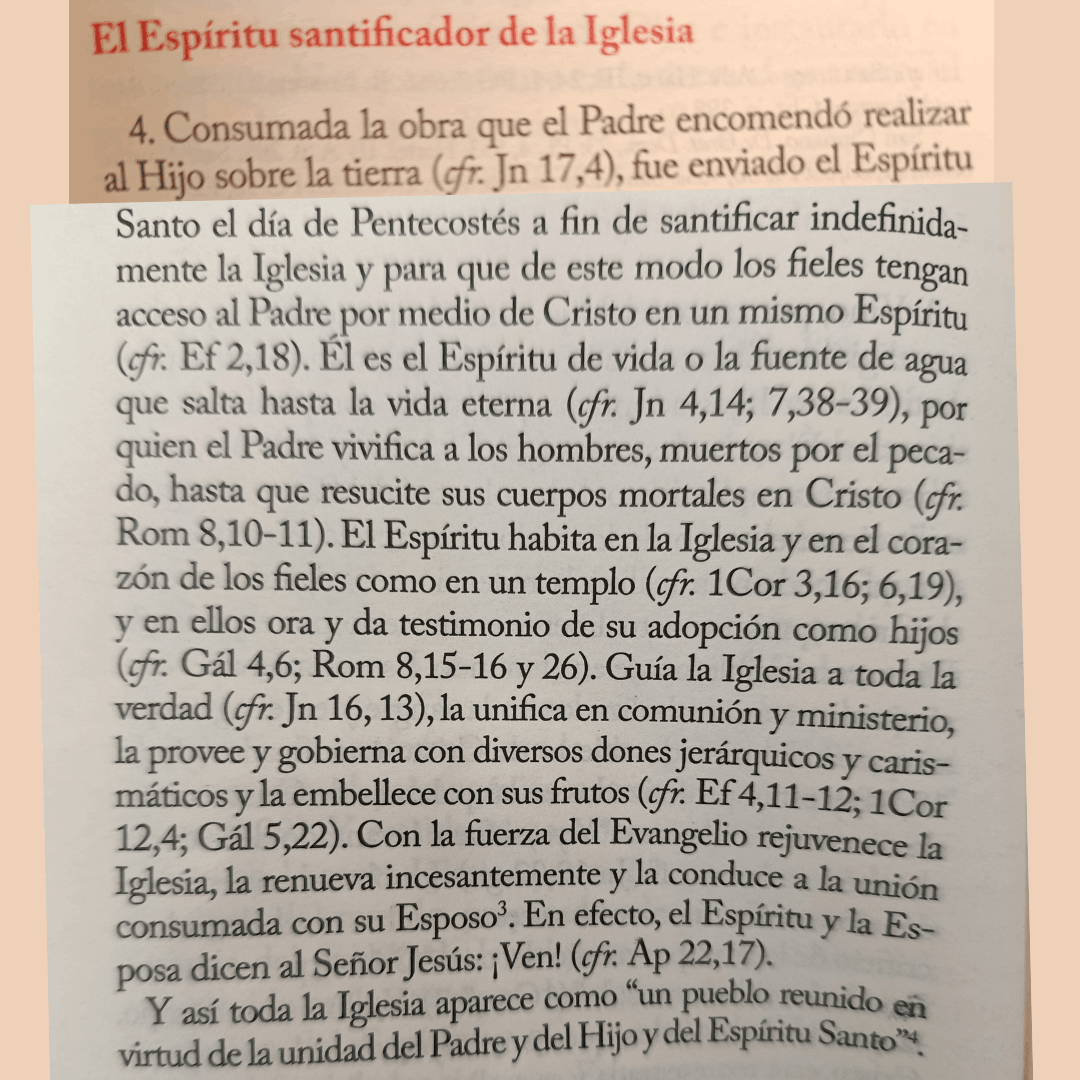 Texto original de los documentos conciliares del concilio vaticano II en la parte de Lumen Gentium 1:4 el espiritu santo