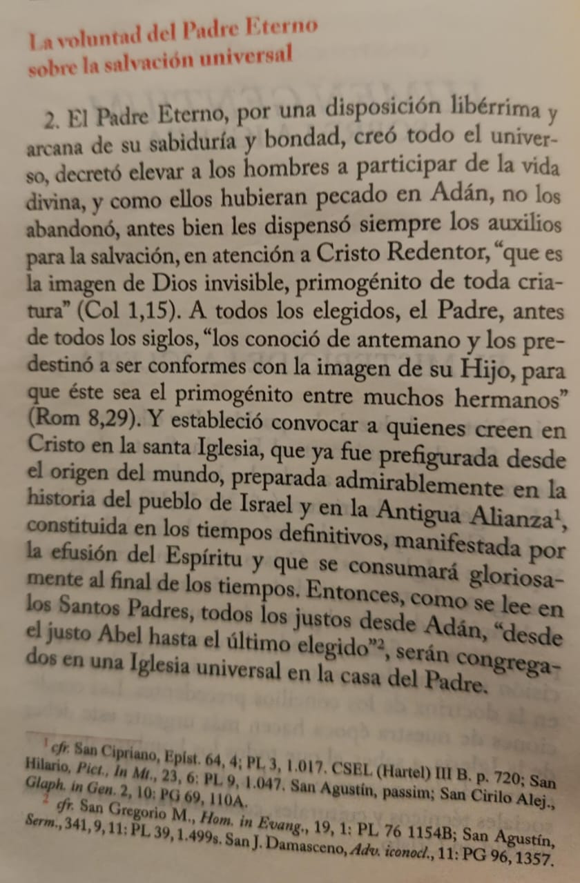imagen del documento lumen gentium del concilio vaticano en la parte del designio eterno del Padre